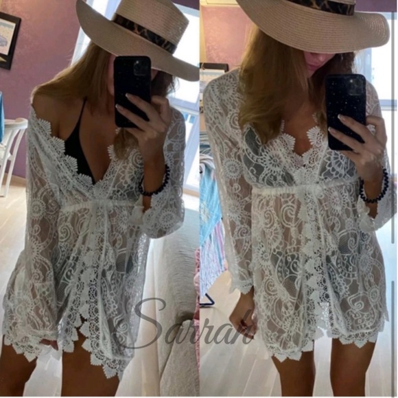 LAST 1 S New Gorgeous Bohemian Lace Sexy Mini Dress Swimsuit Coverup Lingerie - Picture 6 of 9